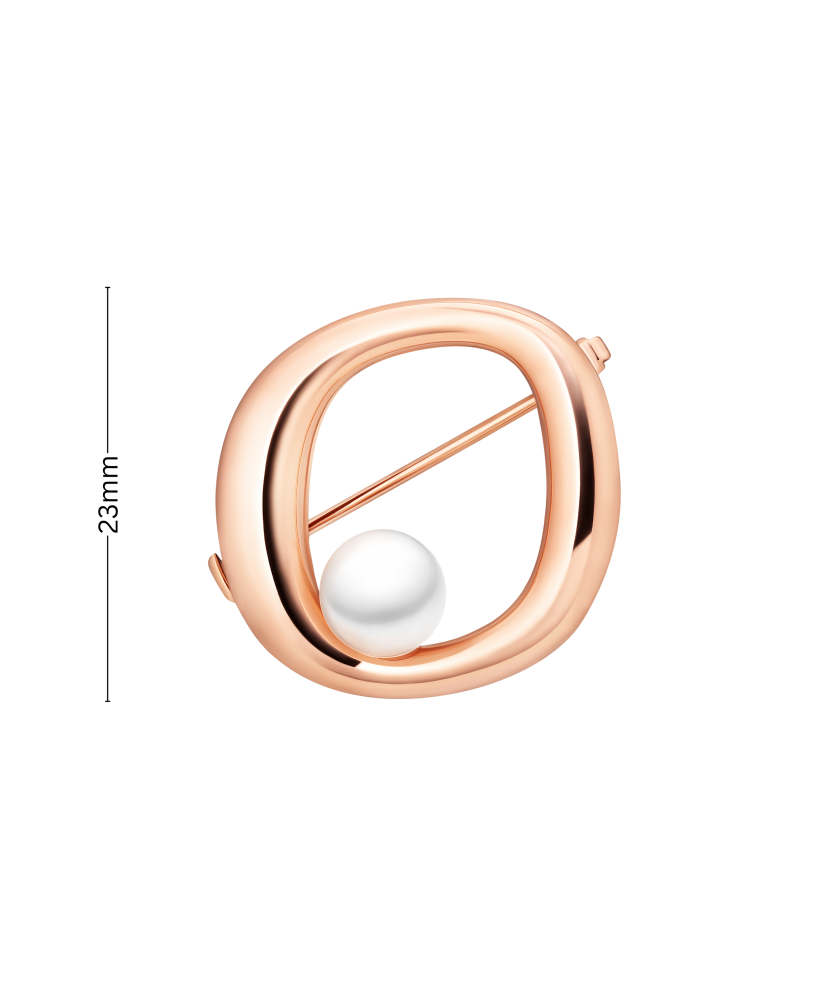 Позолоченная серебряная брошь с жемчугом