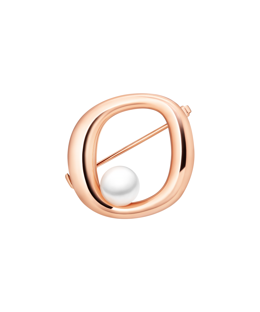 Позолоченная серебряная брошь с жемчугом