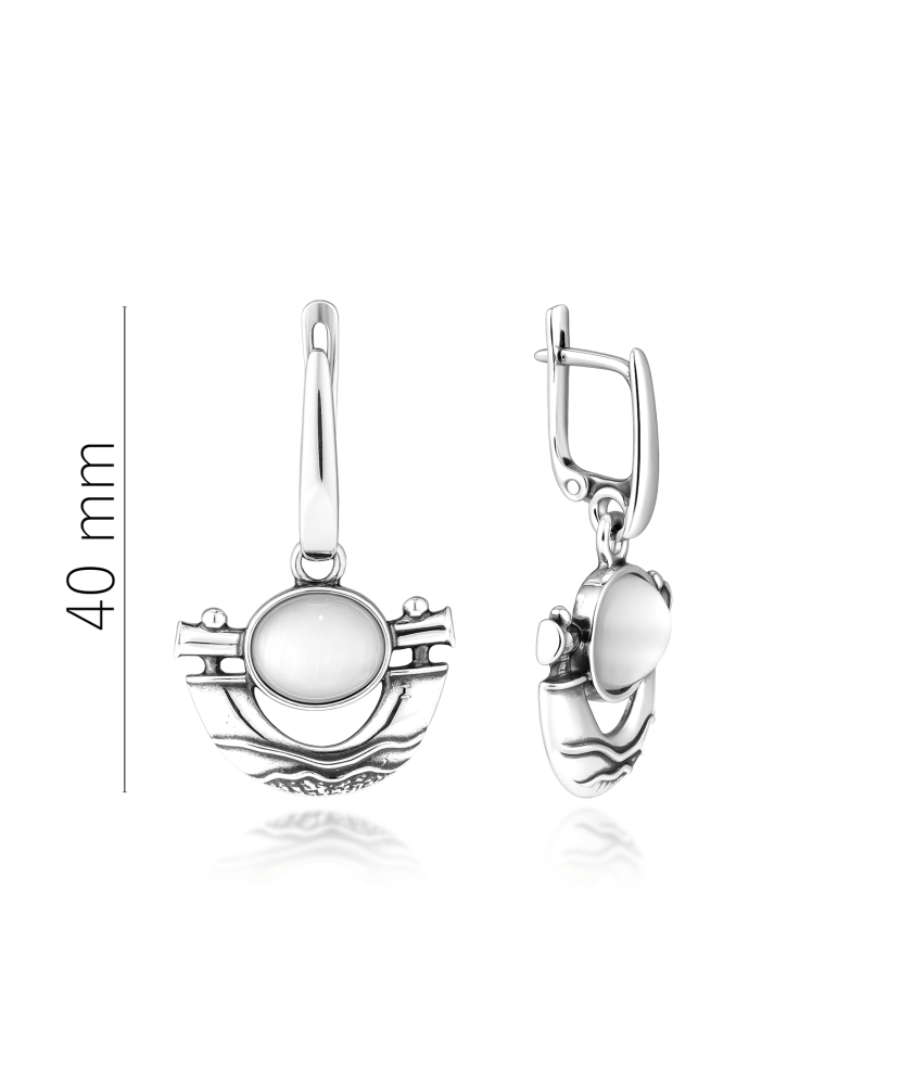 Hõbekõrvarõngad kassisilma kiviga