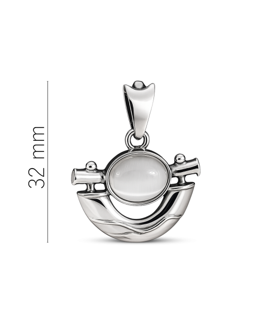 Серебряный подвеска с камнем кошачий глаз