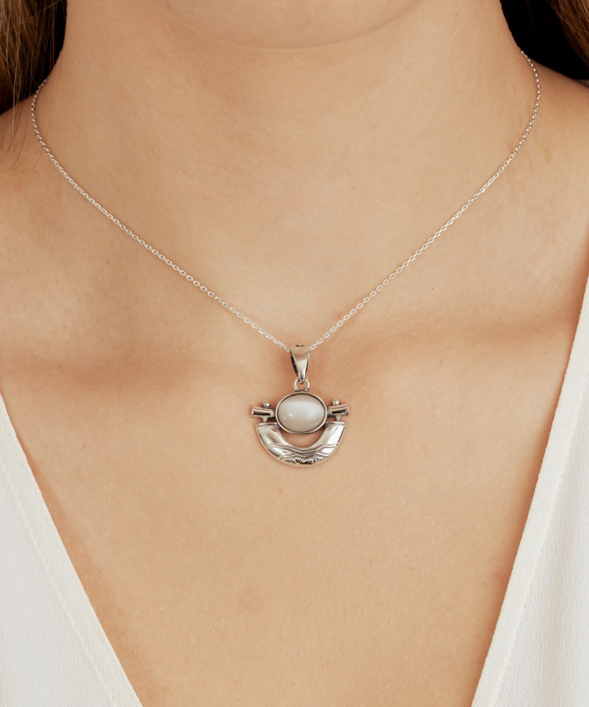 Серебряный подвеска с камнем кошачий глаз