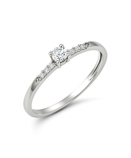 Valgest kullast sõrmus tsirkoonidega