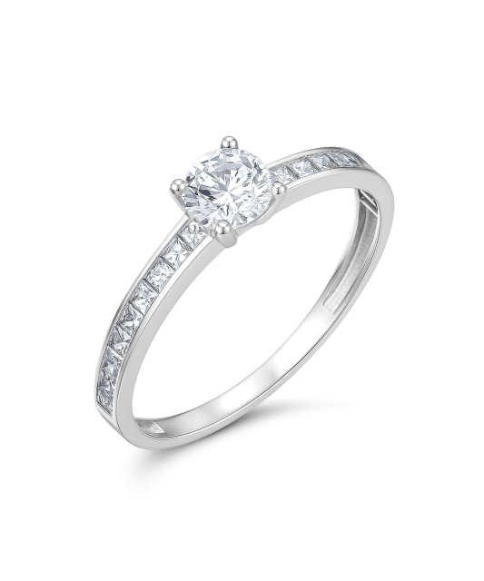 Valgest kullast sõrmus tsirkoonidega