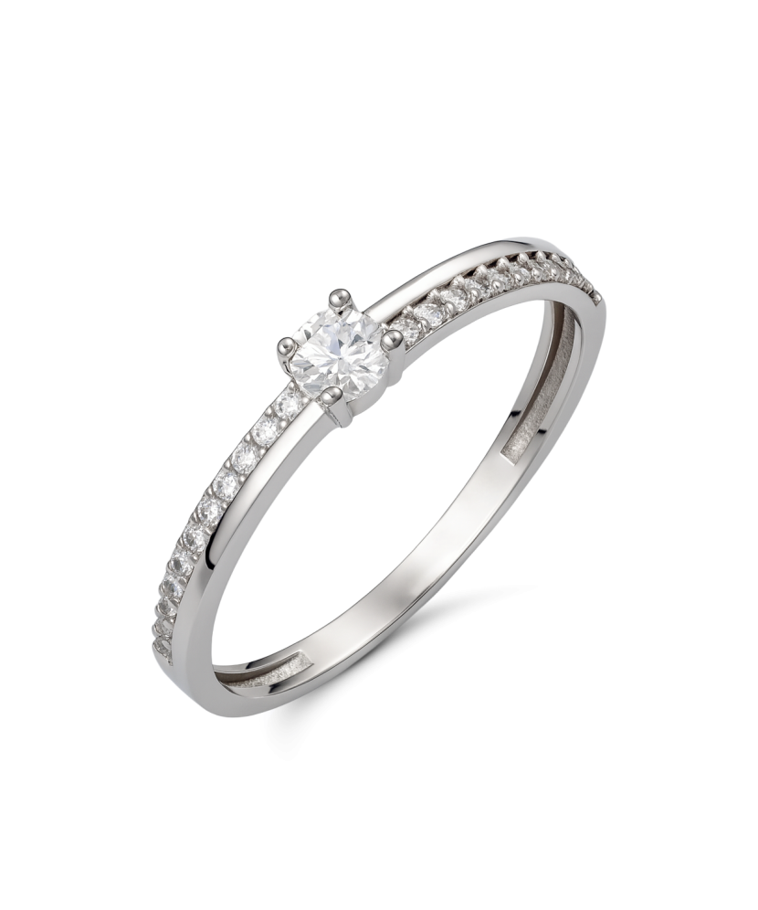 Valgest kullast sõrmus tsirkoonidega