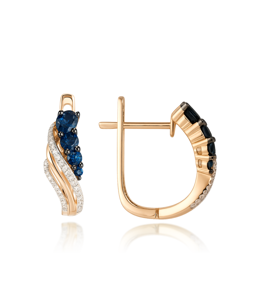 Kuldist kõrvarõngad teemandite ja safiiridega