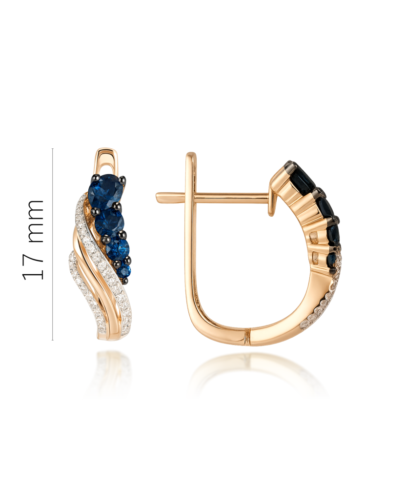 Kuldist kõrvarõngad teemandite ja safiiridega