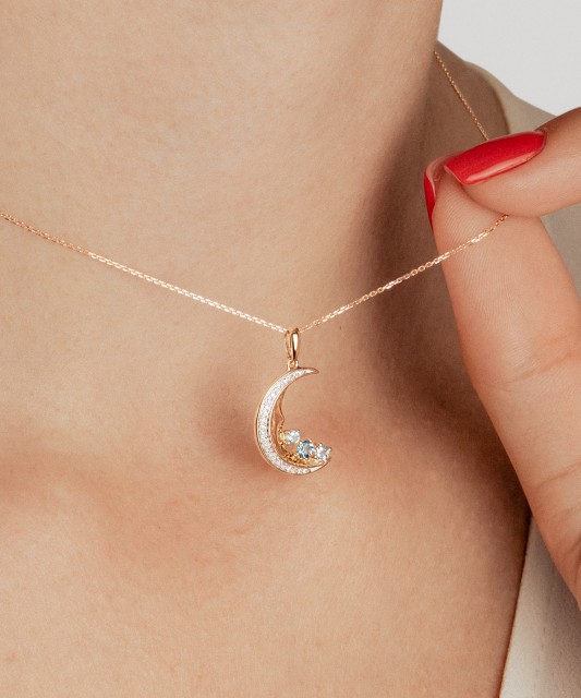 Kullast ripats Londoni topaaside, topaaside ja teemanditega “Kuu”