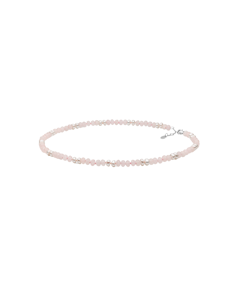 Kaelakee pärlite a roosade kvartsidega