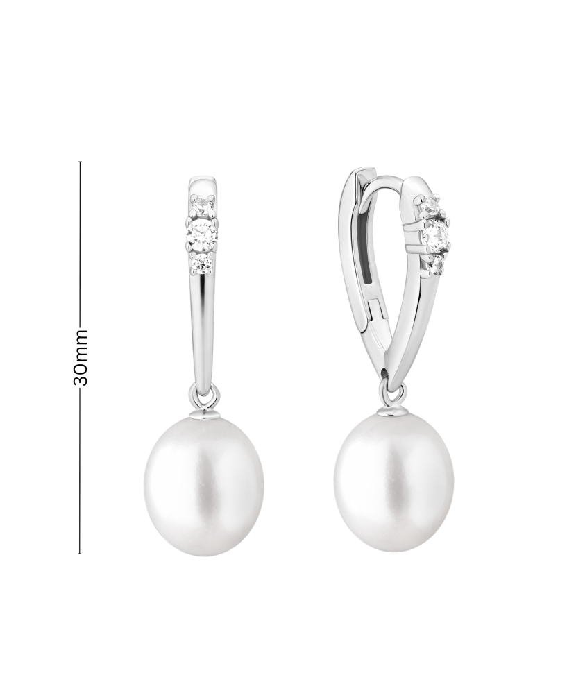 Hõbekõrvarõngad pärlite ja tsirkoonidega