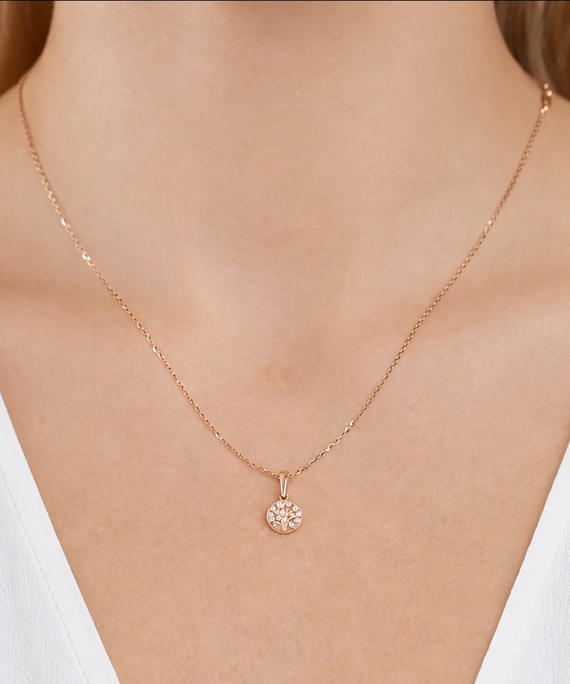 Золотой подвеска с цирконами "Древо жизни"