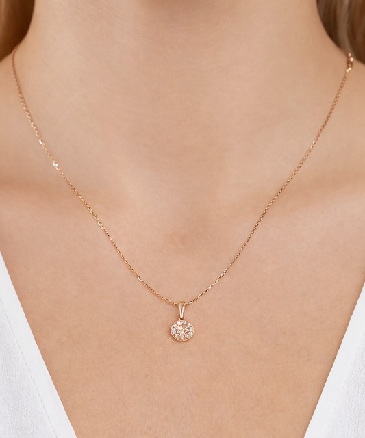 Kuldripats tsirkoonidega "elupuu"