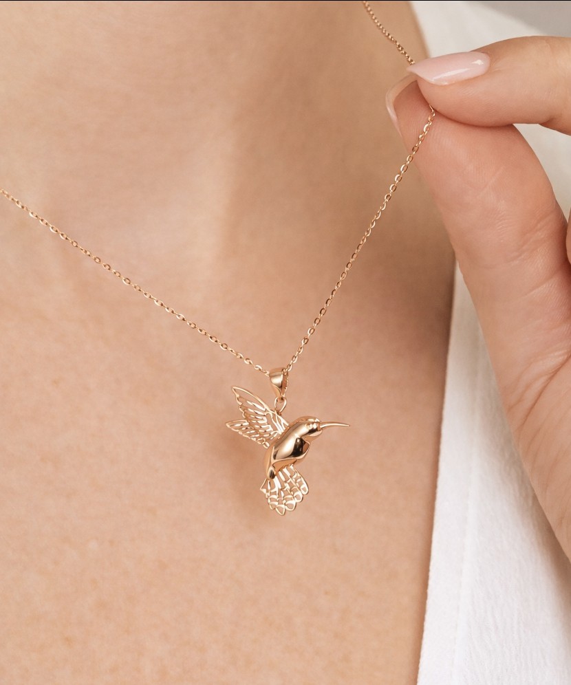 Золотая подвеска "Колибри"