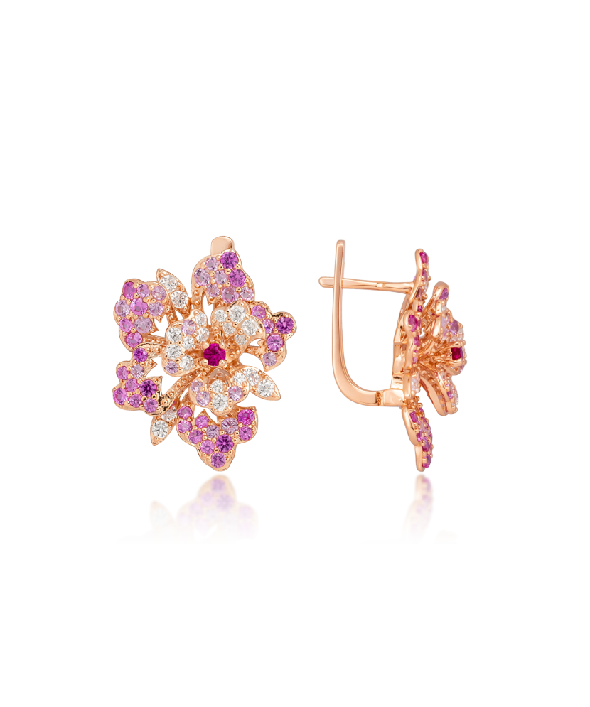 Kullatud hõbedast kõrvarõngad nano-safiiride ja tsirkoonidega