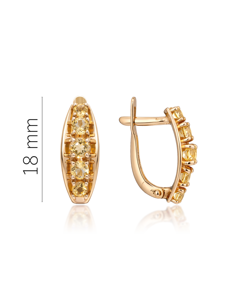 Золотые серьги с цитрином