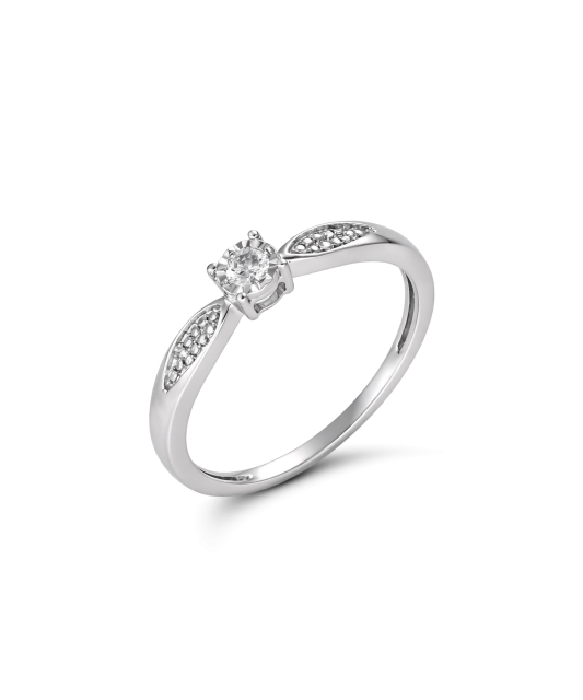 Valgest kullast sõrmus briljantidega 0,08ct