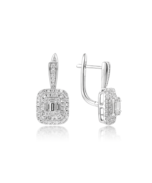 Valgest kullast kõrvarõngad teemantidega 1.01ct