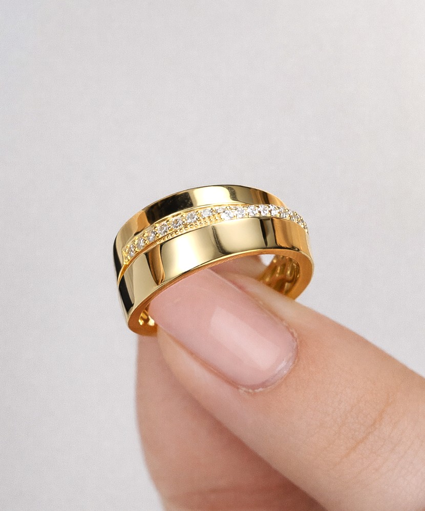 Kullatud Hõbesõrmus tsirkoonidega