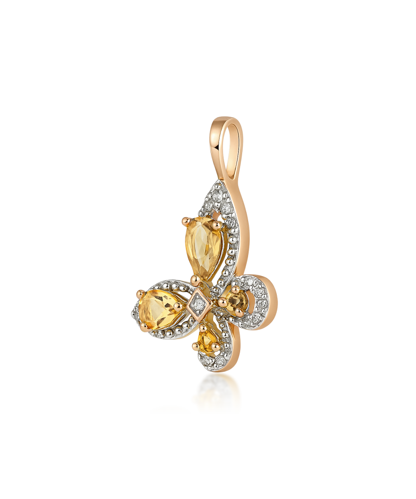 Kuldne ripats tsitriinide ja teemantidega