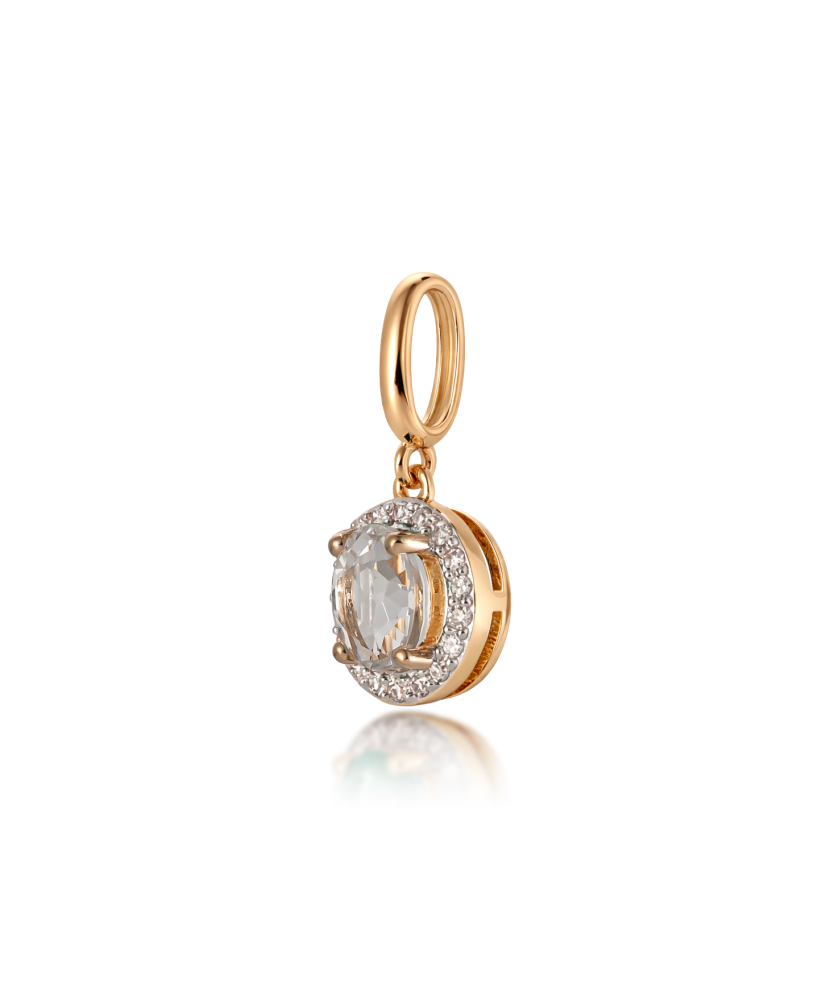 Kuldne ripats valge topaasi ja teemantidega