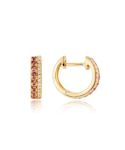 Серьги из жёлтого золота с оранжевыми сапфирами и бриллиантами