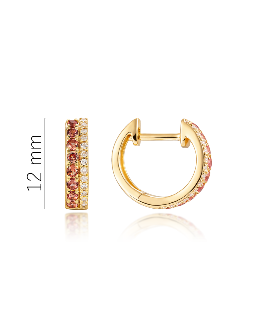 Серьги из жёлтого золота с оранжевыми сапфирами и бриллиантами