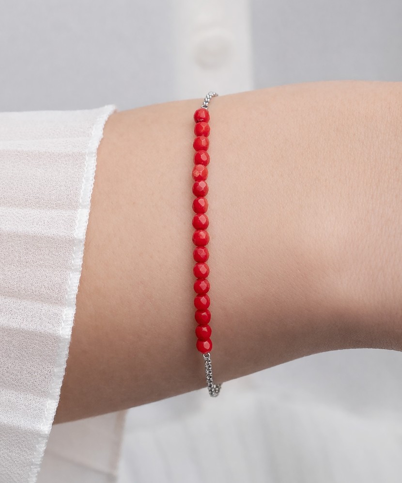 Hõbedane korallidega käevõru