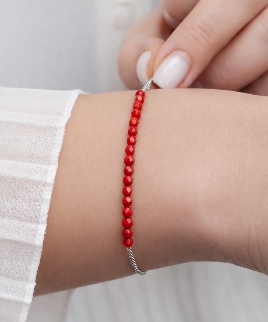 Hõbedane korallidega käevõru