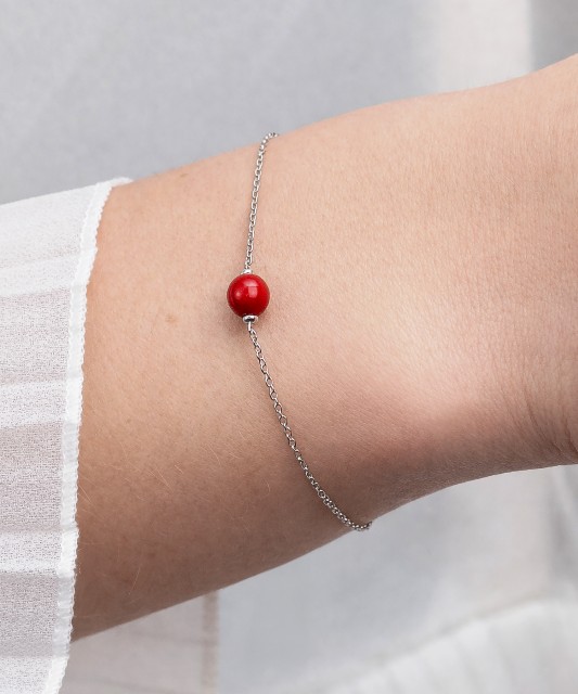 Hõbedane koralliga käevõru