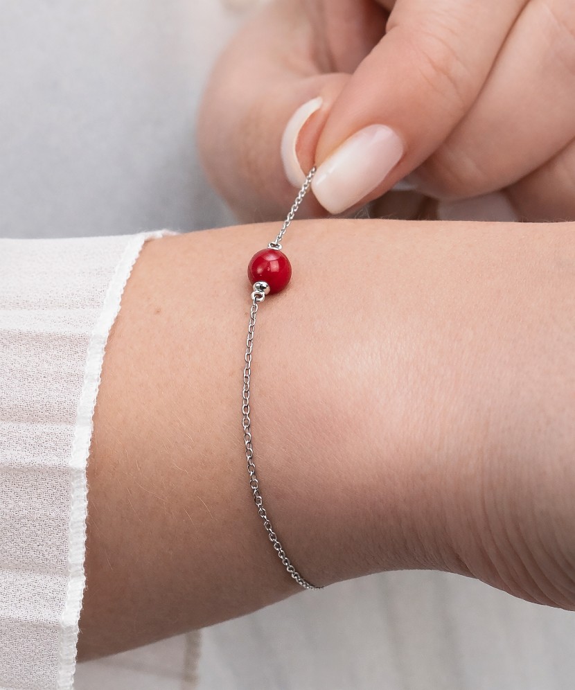 Hõbedane koralliga käevõru