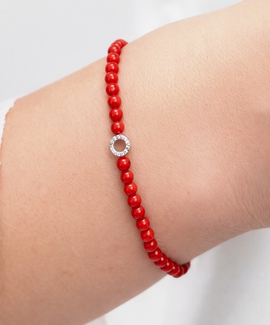 Korallkäevõru tsirkoonide ja hõbedaga