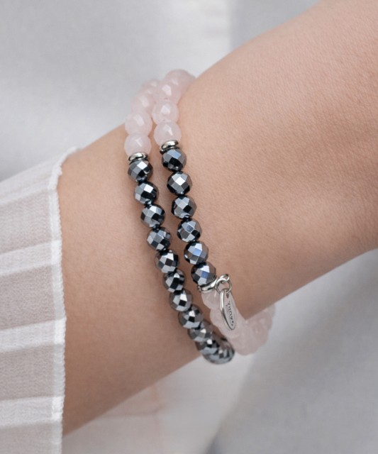 Terahertsi ja roosa kvartsiga käevõru