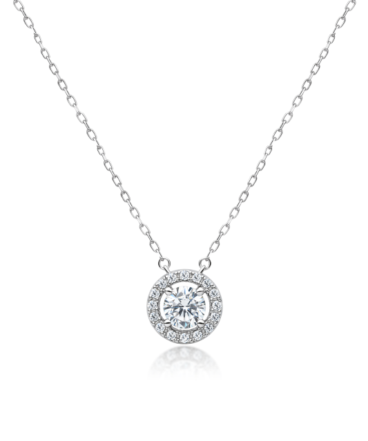Серебряная цепочка с циркониевым кулоном
