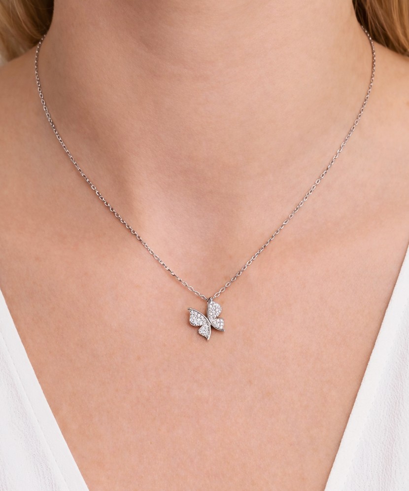 Hõbedast kett tsirkoonripatsiga "Liblikas"