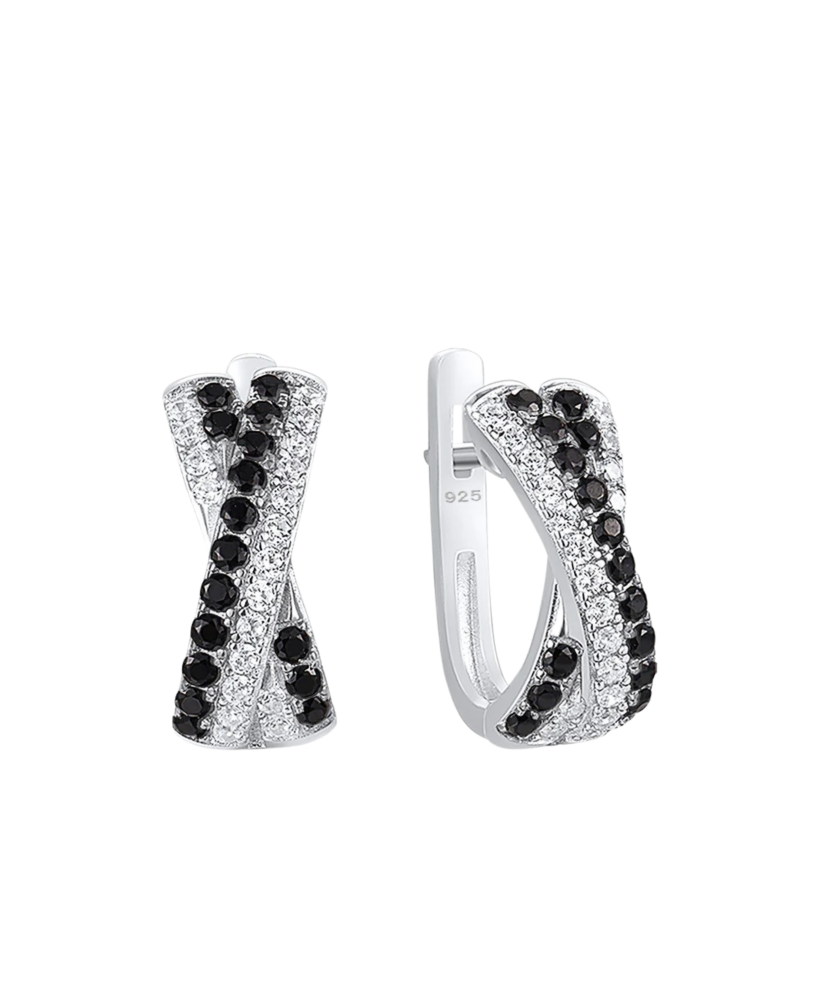 Серьги из серебра с цирконом и шпинели