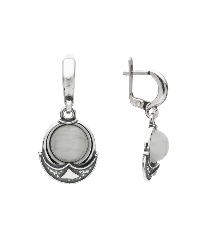 Hõbekõrvarõngad kassisilma kiviga