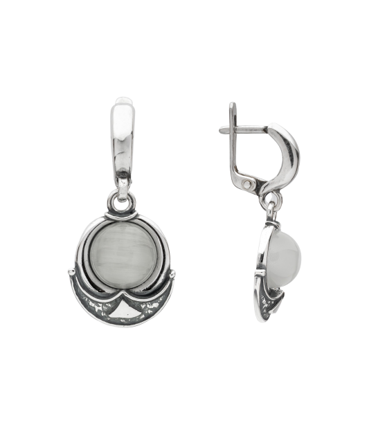 Hõbekõrvarõngad kassisilma kiviga