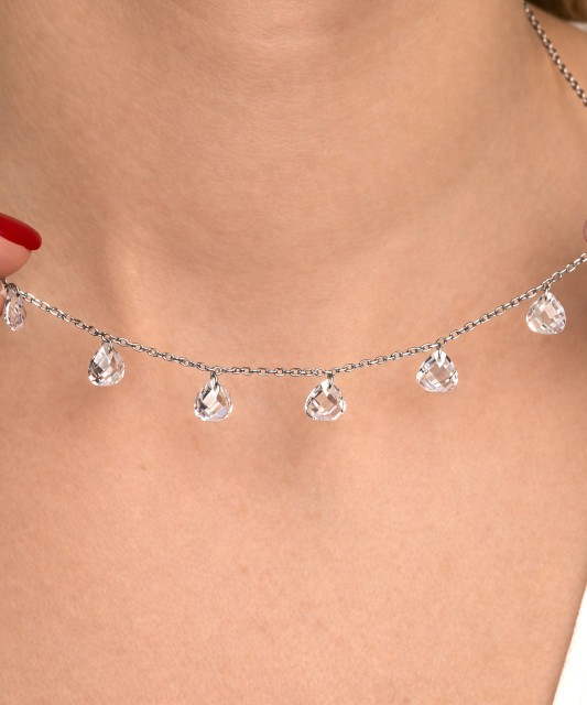 Серебряная цепочка с подвеской из циркона