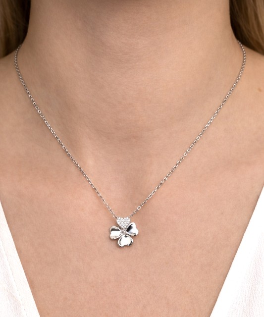 Серебряная цепочка с подвеской из циркона