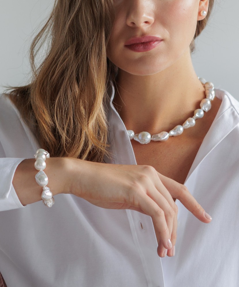 Жемчужное ожерелье с жемчугом касуми и серебром