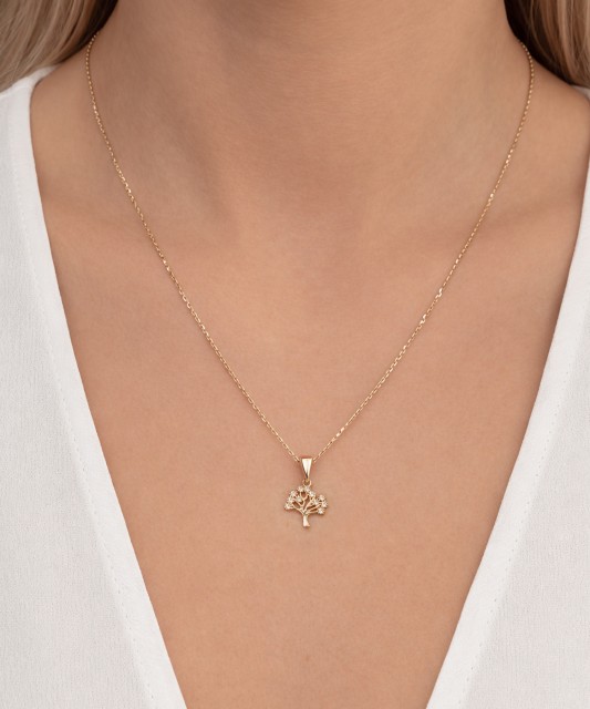 Kullast ripats tsirkoonidega "Elupuu"