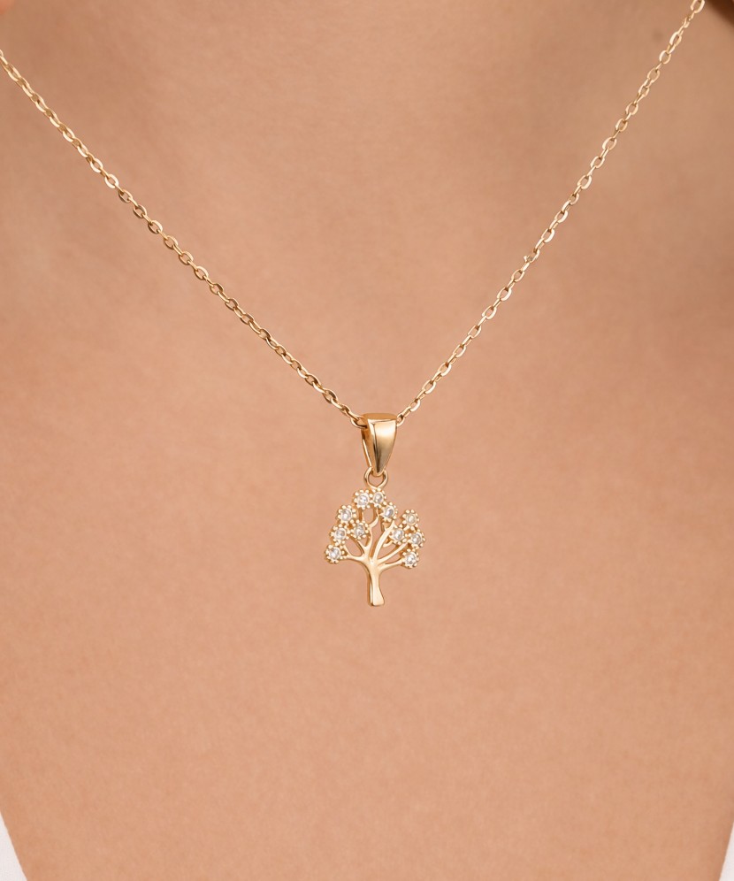 Kullast ripats tsirkoonidega "Elupuu"