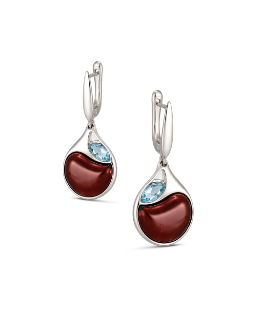 Hõbedast kõrvarõngad merevaigu ja topaasiga