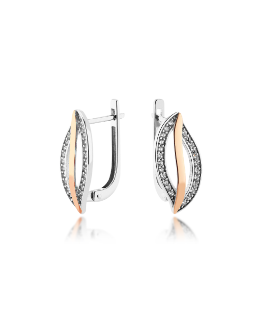 Hõbekõrvarõngad kullatud tsirkoonidega