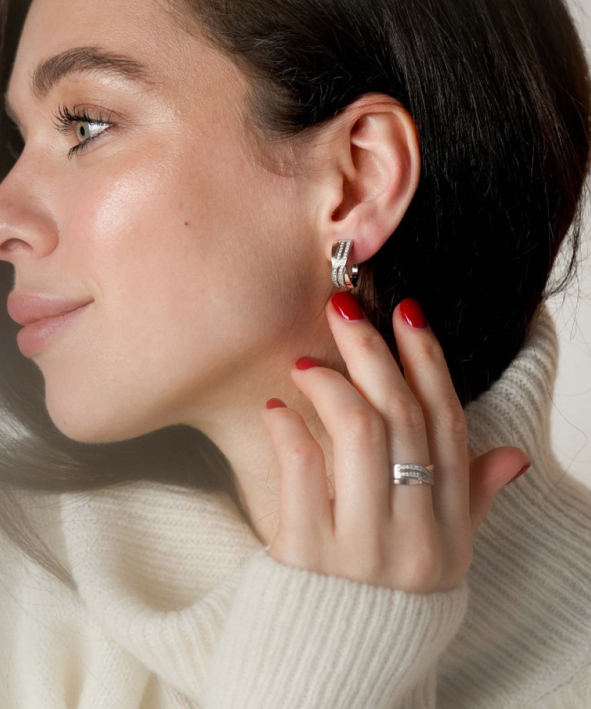 Hõbekõrvarõngad kullatud tsirkoonidega