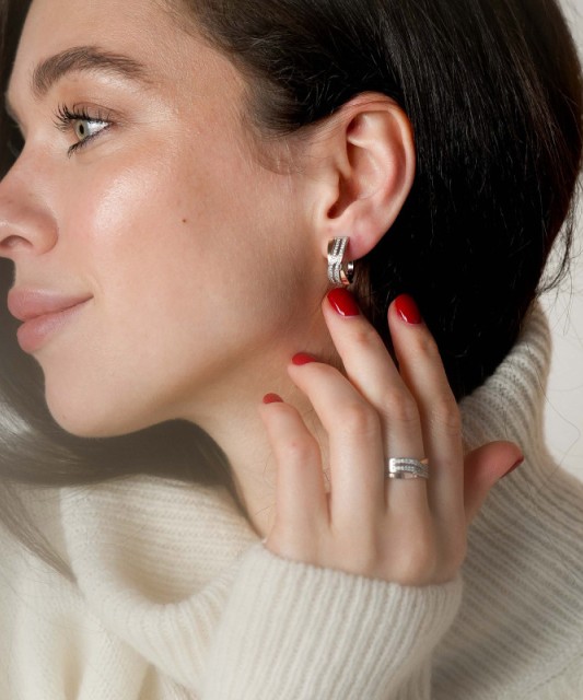 Hõbekõrvarõngad kullatud tsirkoonidega