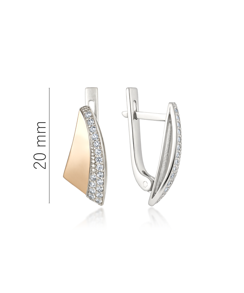 Hõbekõrvarõngad kullatud tsirkoonidega