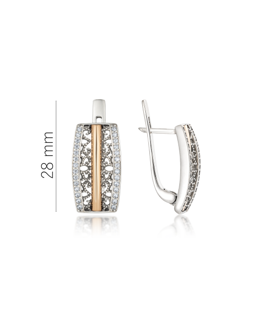 Hõbekõrvarõngad kullatud tsirkoonidega