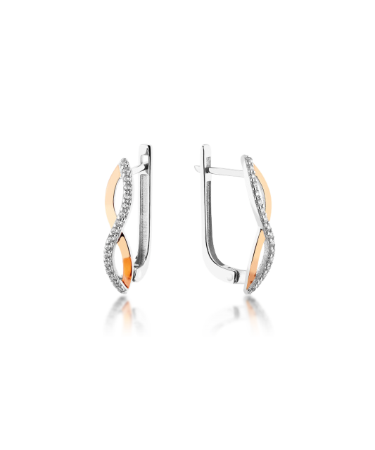 Hõbekõrvarõngad kullatud tsirkoonidega