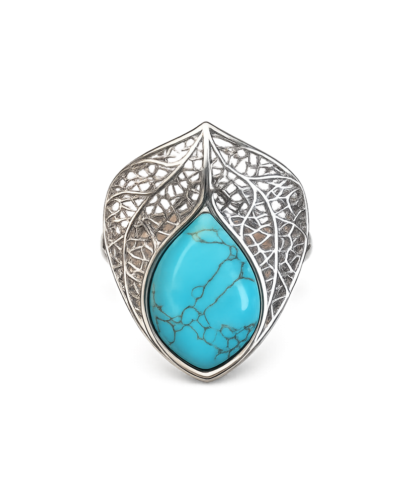 Hõbesõrmus sünteetilise türkiisiga