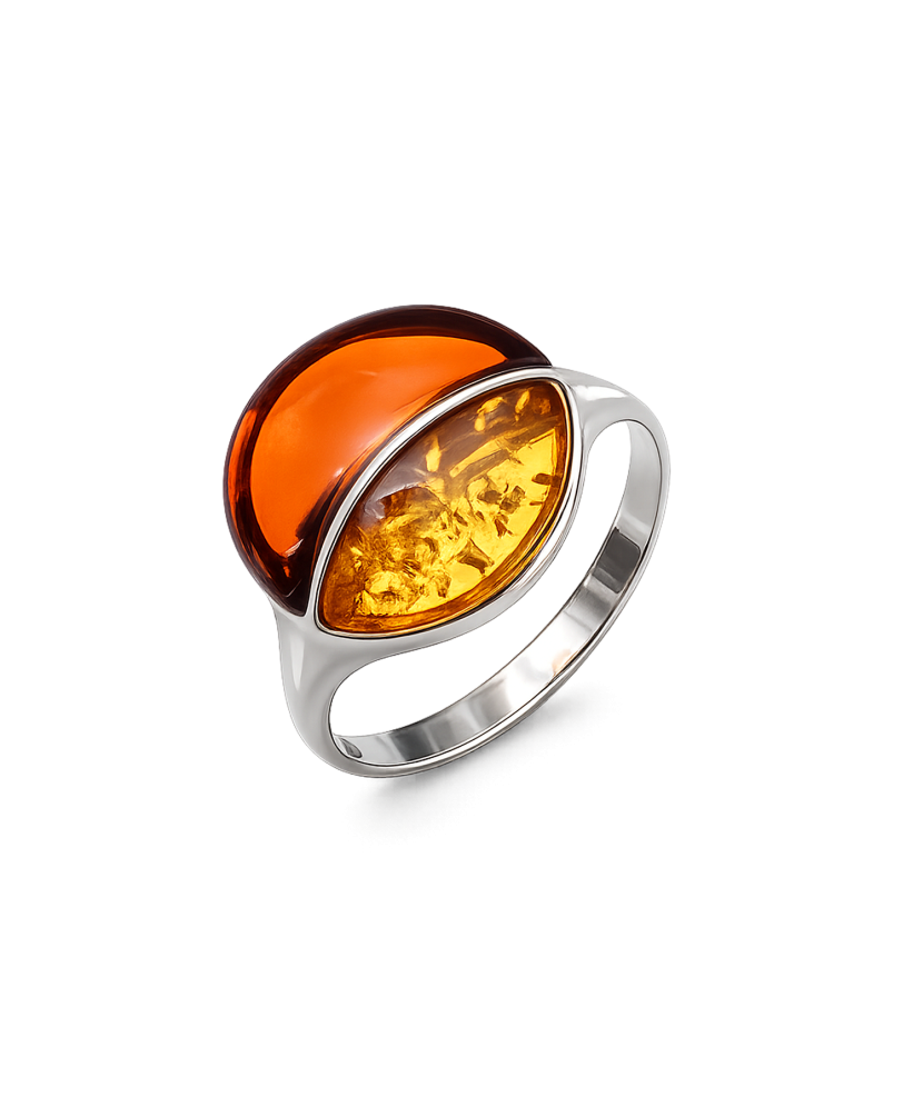 Серебряное кольцо с янтарём
